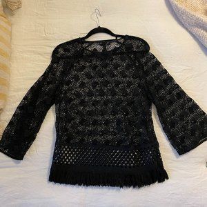 Unique Mo&Co Black Crochet Blouse